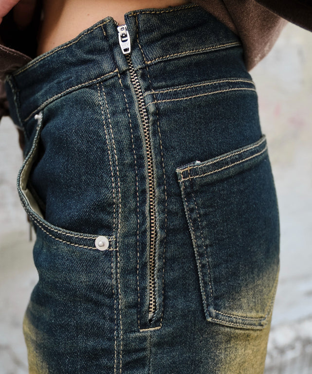 レースアップデニムショートパンツ