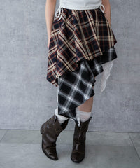 チェックアシンメトリーミニスカート