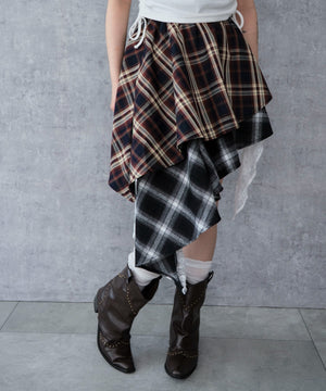 ブルーチェック1 モデル：159cm F着用