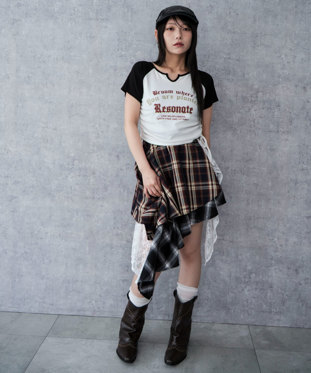 ブルーチェック1 モデル：159cm F着用