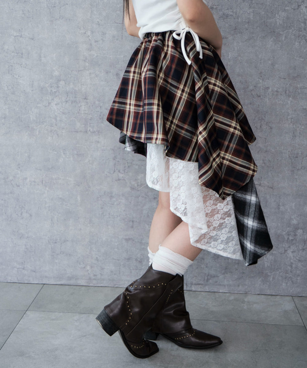 ブルーチェック1 モデル：159cm F着用