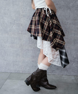 ブルーチェック1 モデル：159cm F着用