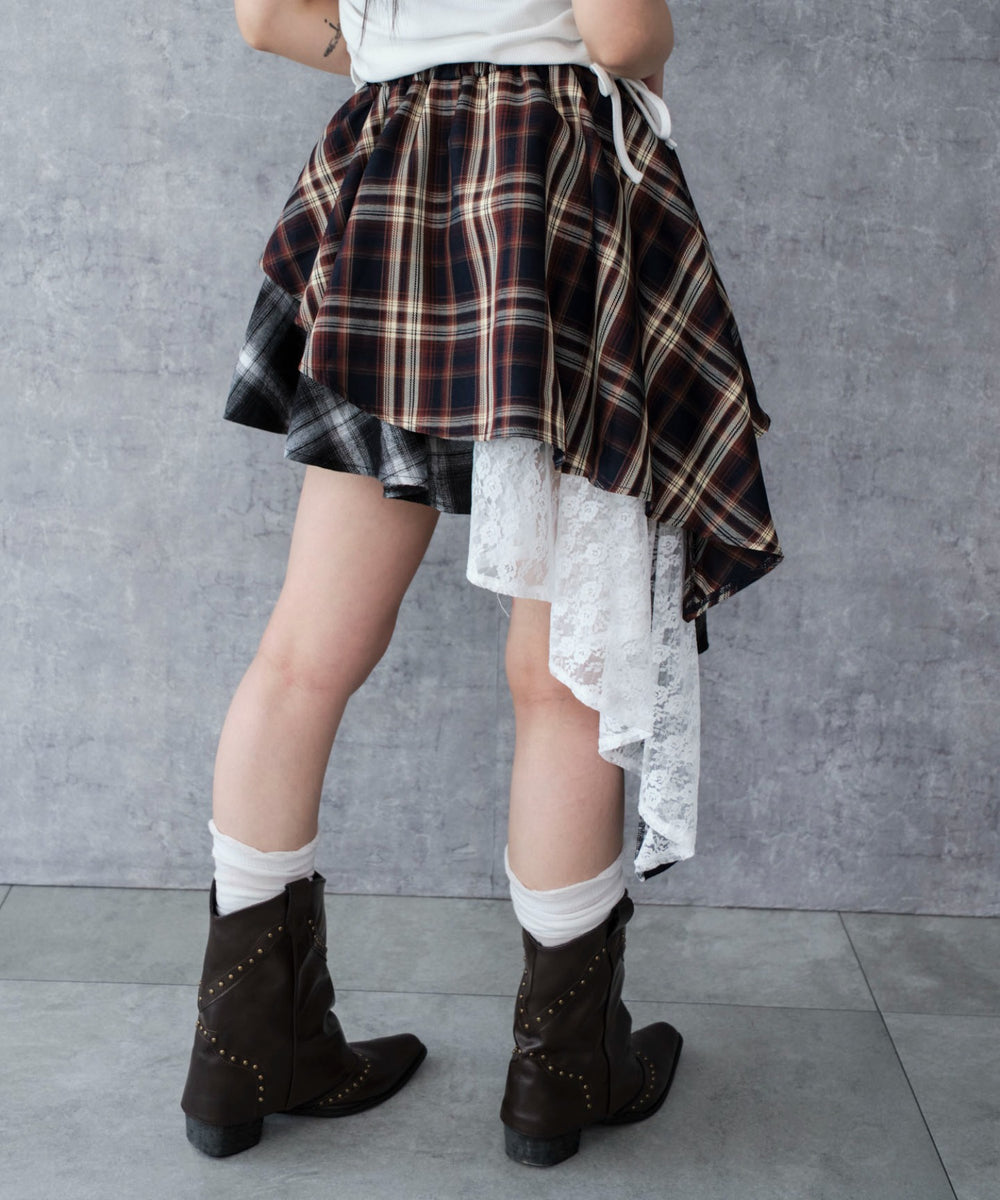 ブルーチェック1 モデル：159cm F着用