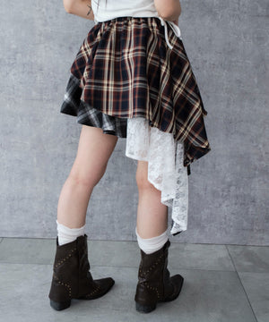 ブルーチェック1 モデル：159cm F着用