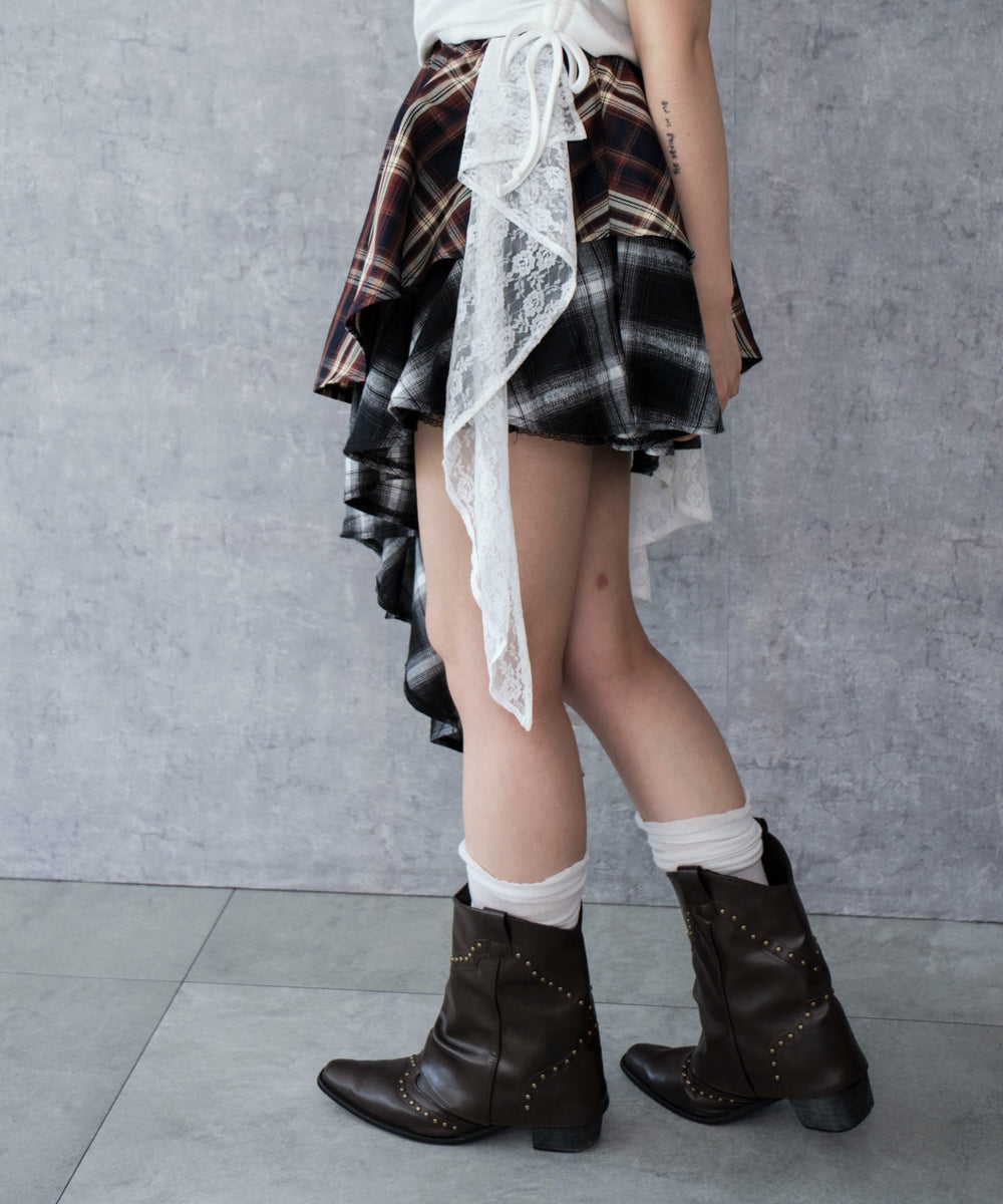 ブルーチェック1 モデル：159cm F着用