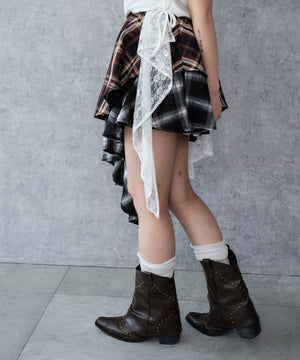 ブルーチェック1 モデル：159cm F着用