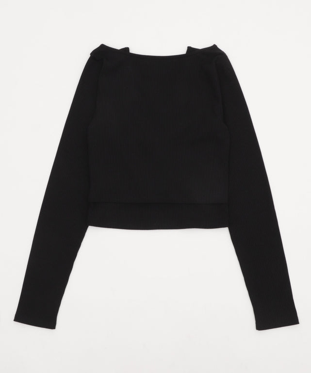 レイヤード風レースアップトップス