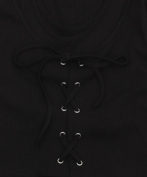 レイヤード風レースアップトップス