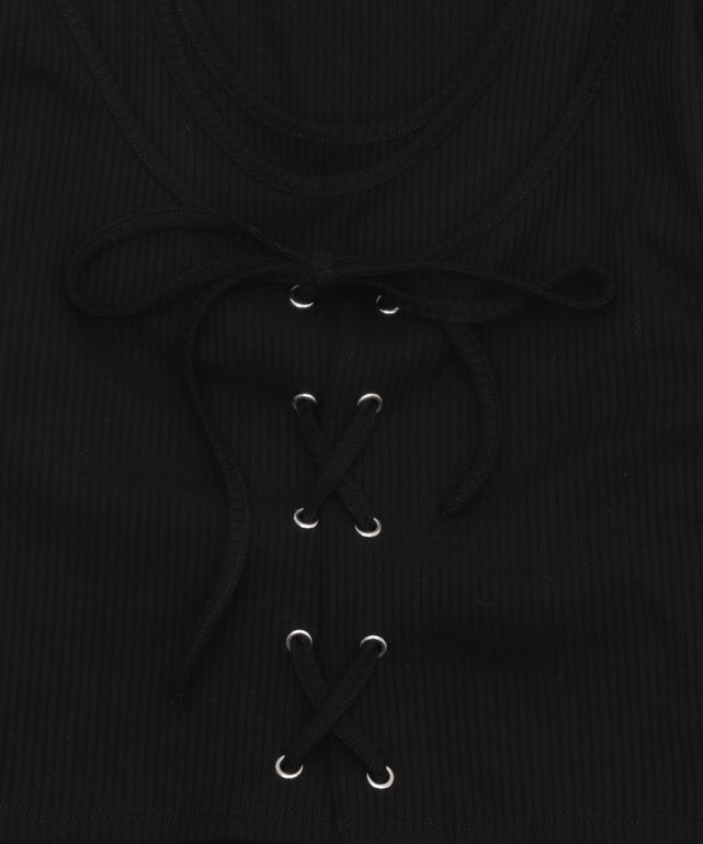 レイヤード風レースアップトップス