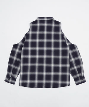オープンショルダーチェックBIGシャツ