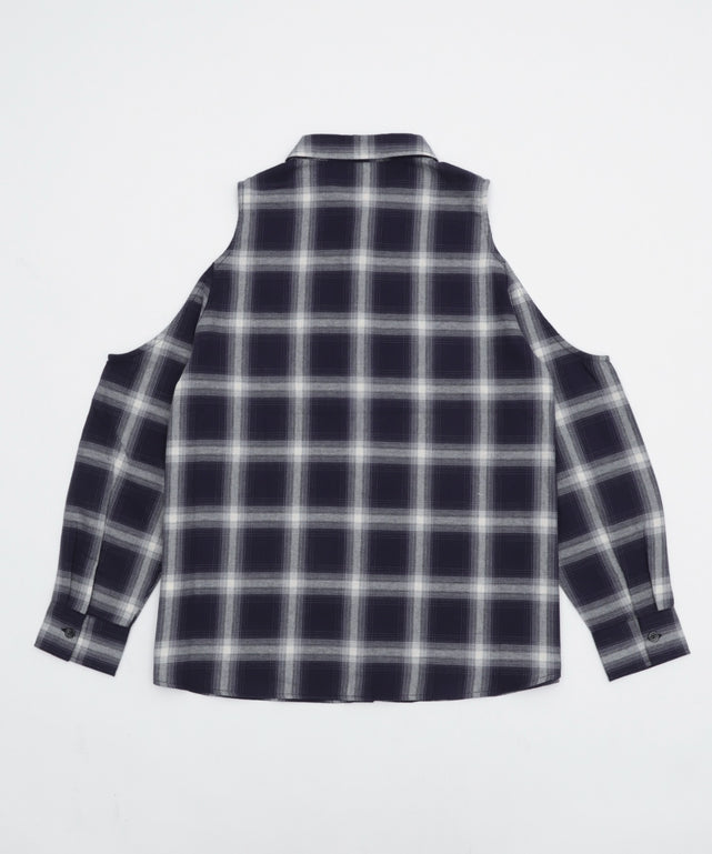 オープンショルダーチェックBIGシャツ