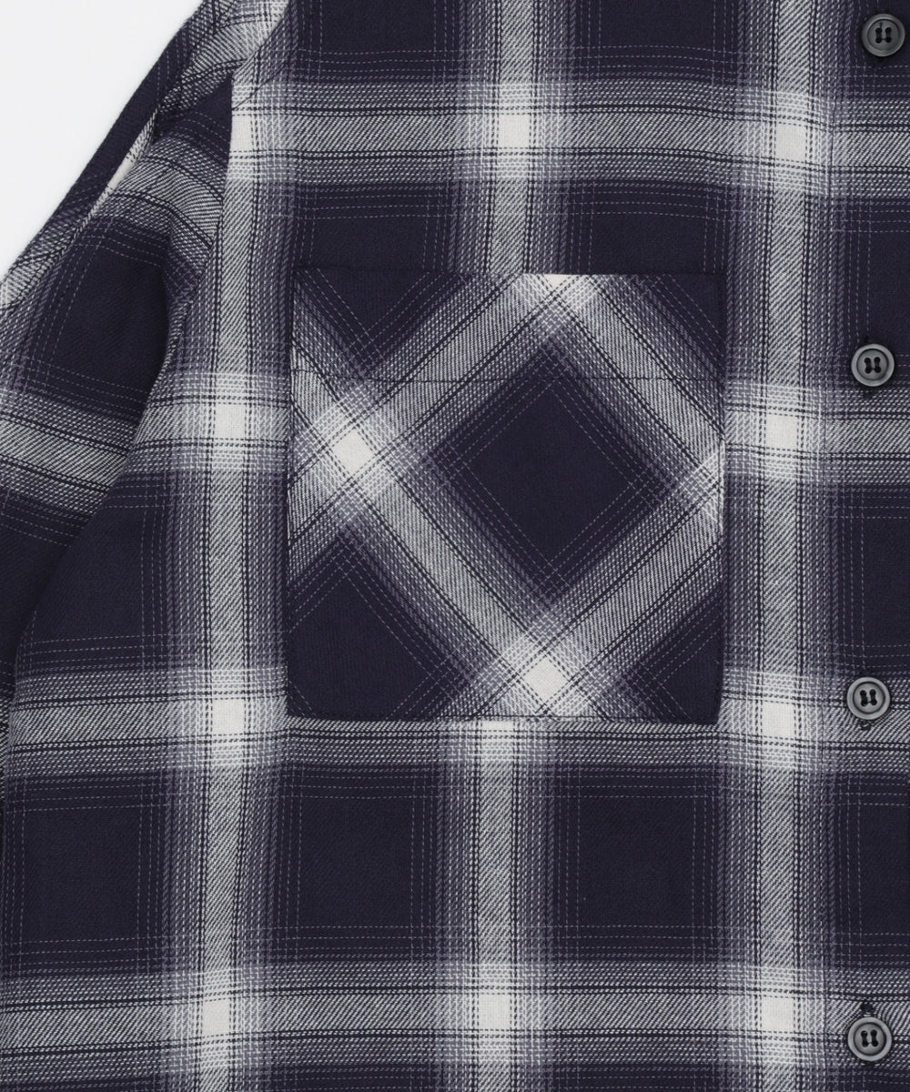 オープンショルダーチェックBIGシャツ