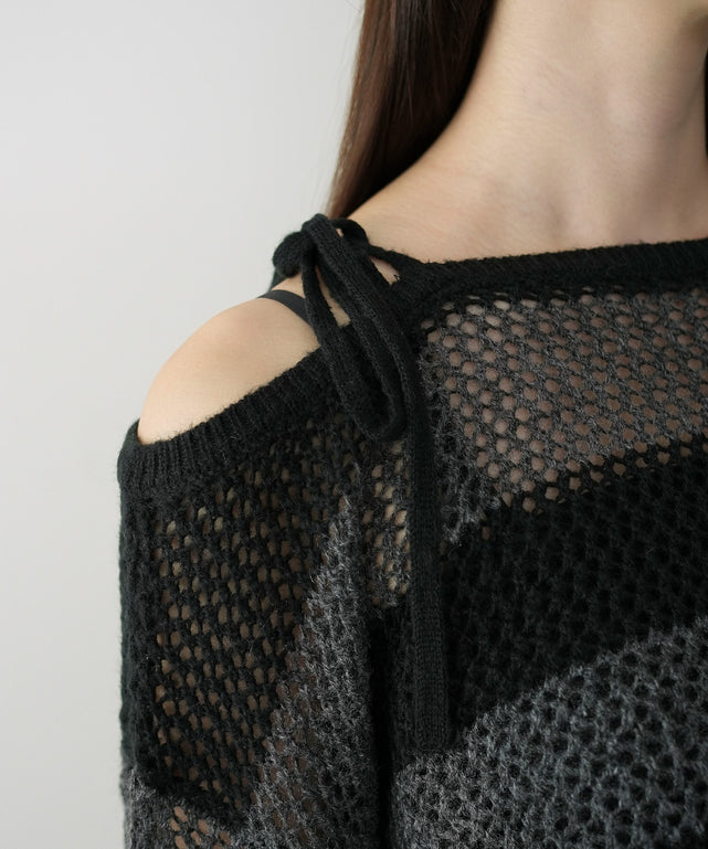 モヘアタッチ2WAYワンショルニット