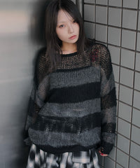 モヘアタッチボーダーBIGニット