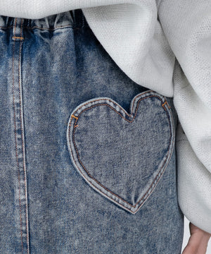 レースアップハートポケットデニムスカパン