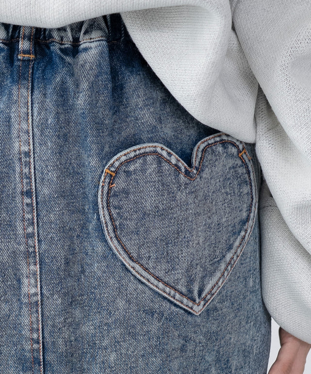 レースアップハートポケットデニムスカパン