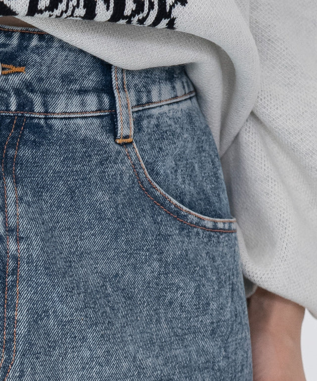 レースアップハートポケットデニムスカパン