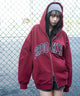 グラフィックBIGZIPパーカー/ワイン　モデル：159cm F着用