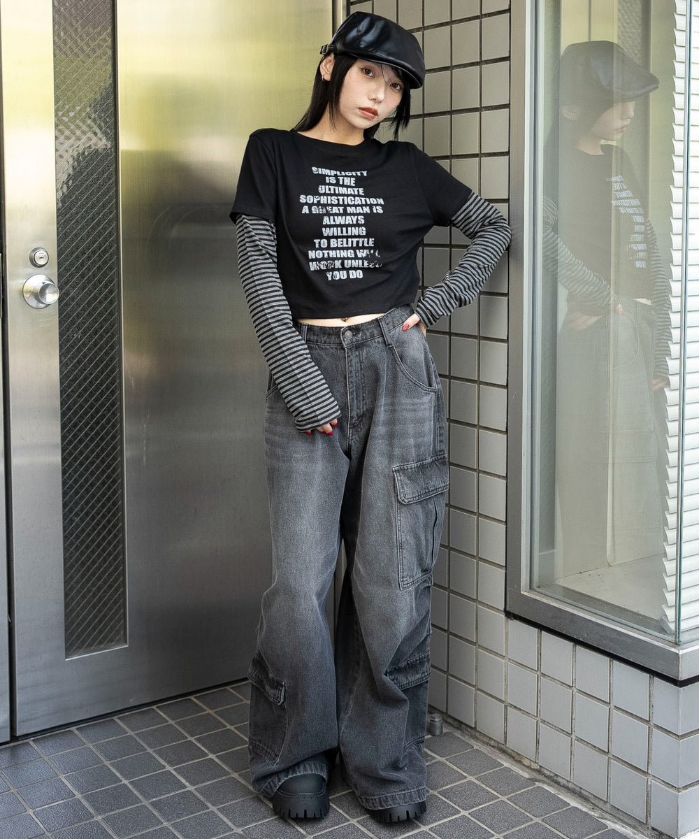 柄１(ボーダー)　モデル：159cm F着用