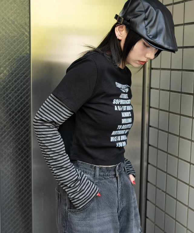 柄１(ボーダー)　モデル：159cm F着用