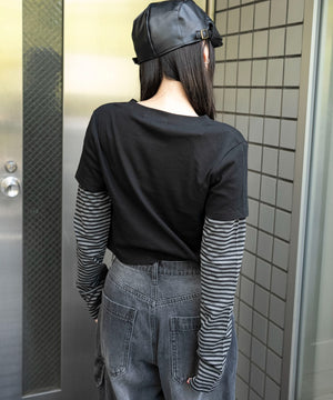 柄１(ボーダー)　モデル：159cm F着用