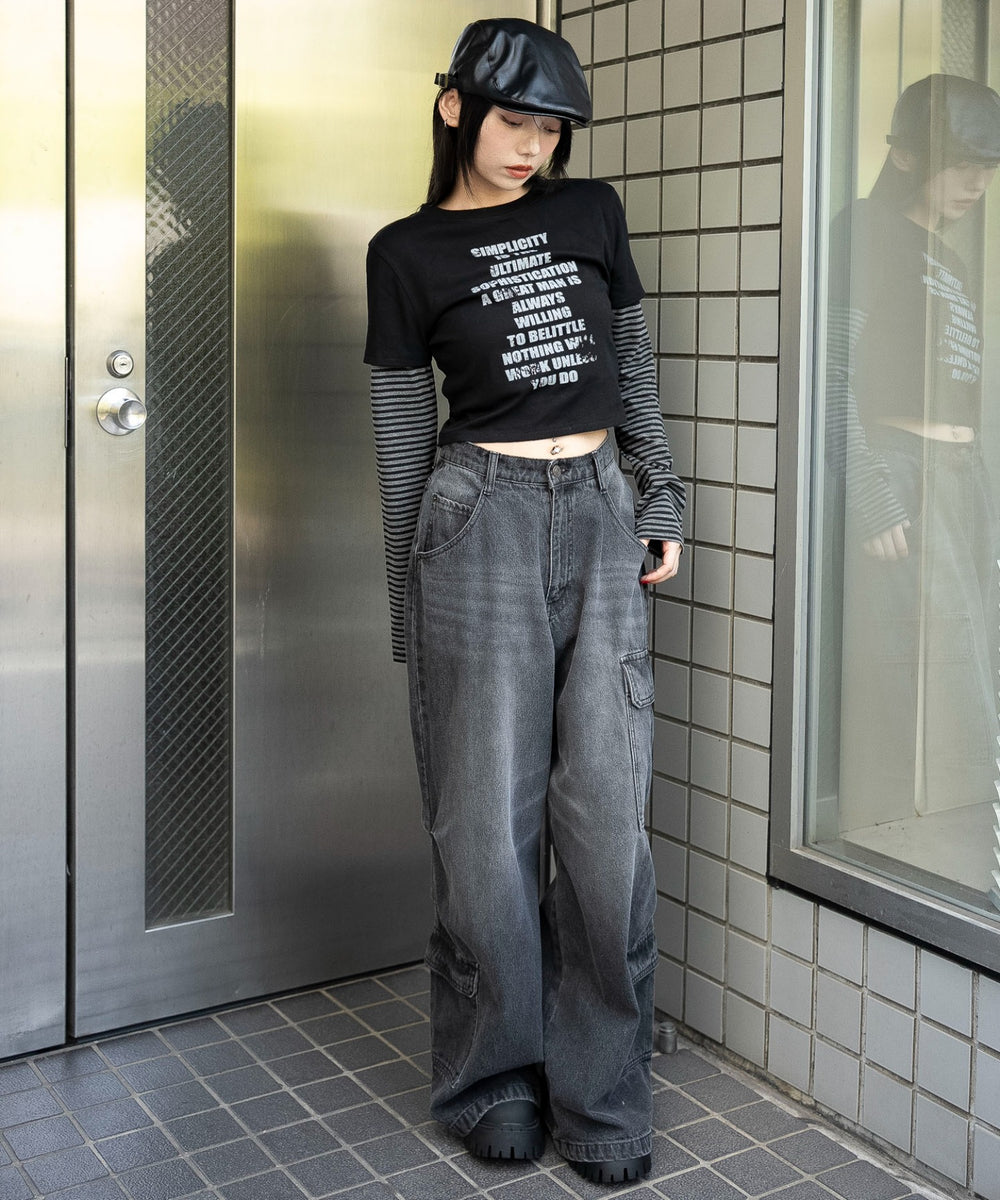 柄１(ボーダー)　モデル：159cm F着用