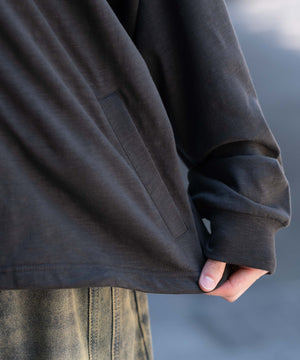 スラブチェックロゴジップパーカー