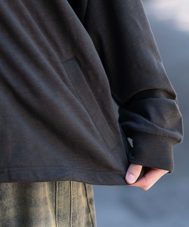 スラブチェックロゴジップパーカー