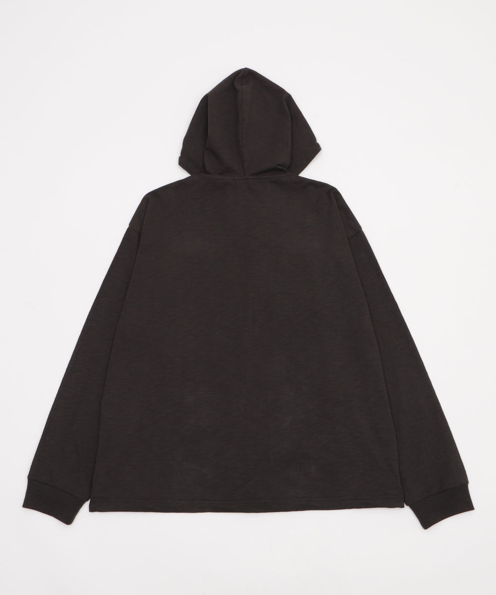 スラブチェックロゴジップパーカー