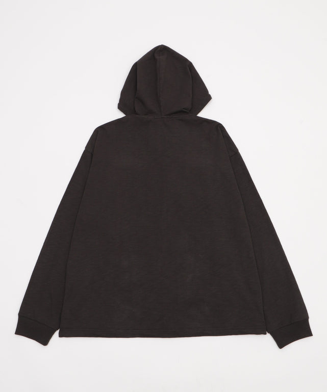 スラブチェックロゴジップパーカー