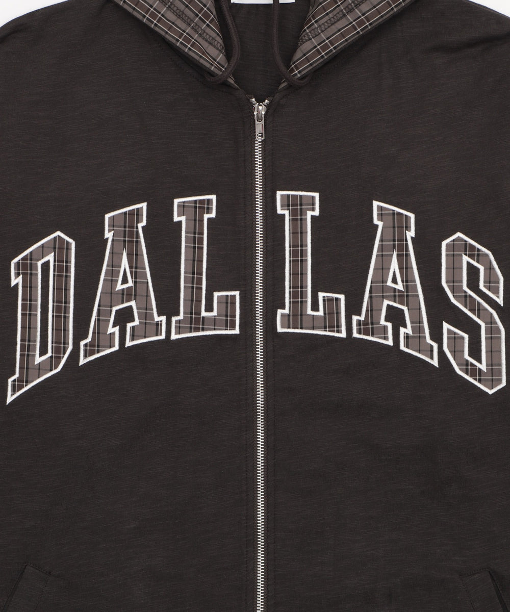 スラブチェックロゴジップパーカー