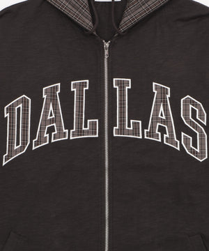 スラブチェックロゴジップパーカー