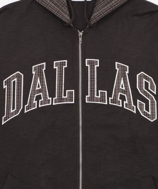 スラブチェックロゴジップパーカー