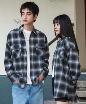 オンブレチェックネルシャツ（LS）