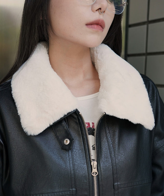 2WAYファー襟PUジャケット