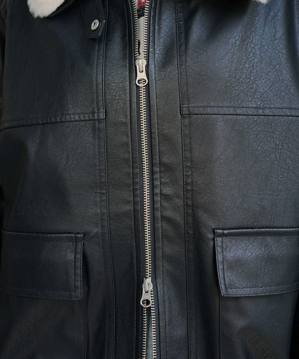 2WAYファー襟PUジャケット