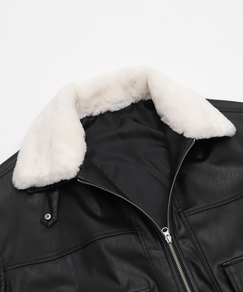 2WAYファー襟PUジャケット