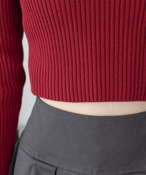 リブハイネックショートニット