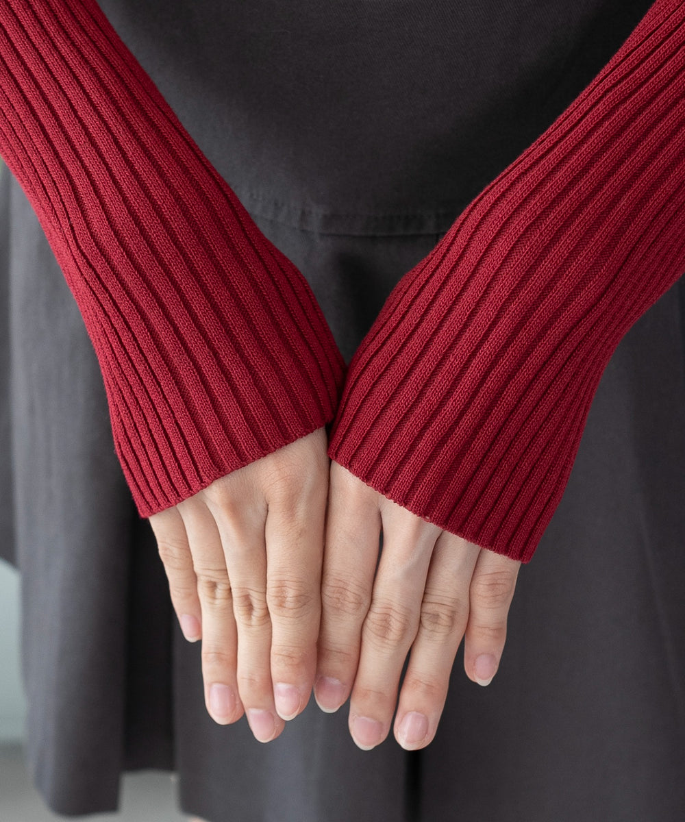 リブハイネックショートニット