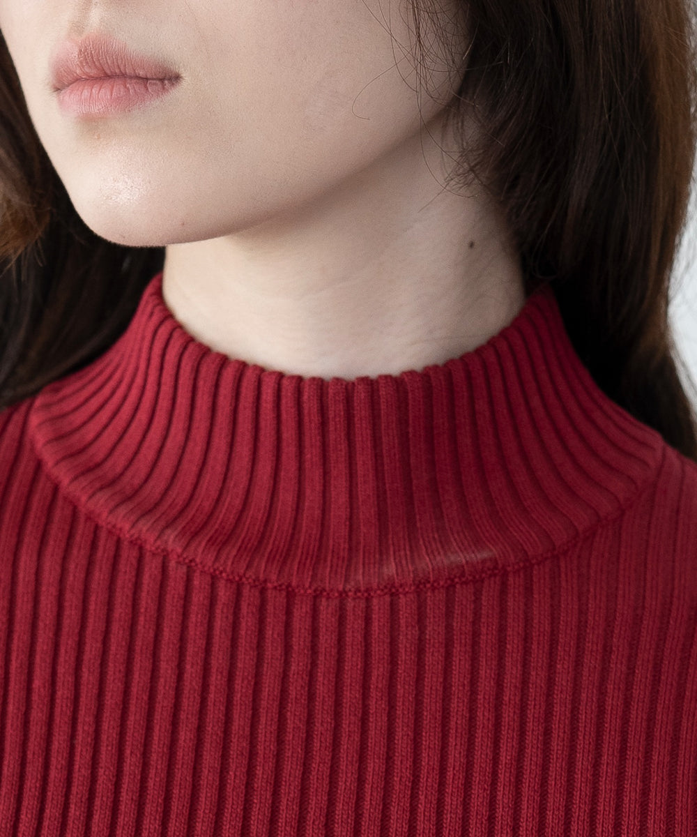 リブハイネックショートニット