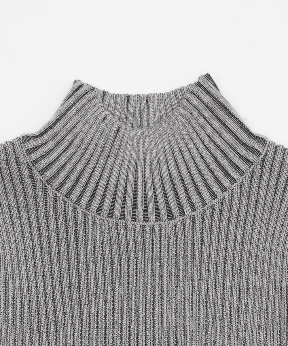リブハイネックショートニット
