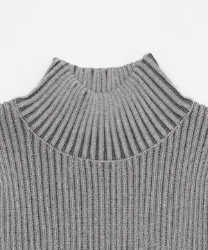 リブハイネックショートニット