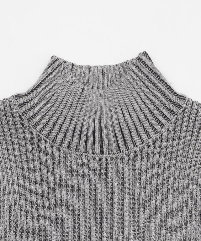 リブハイネックショートニット