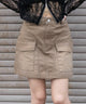 ヴィンテージウォッシュカーゴミニスカート/ベージュ　モデル：159cm F着用