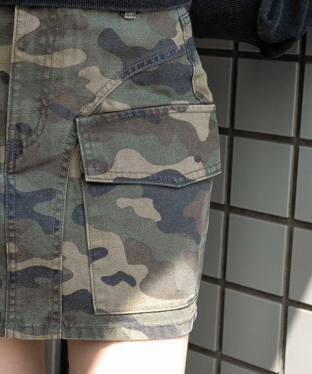 ヴィンテージウォッシュカーゴミニスカート