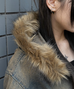 ファーフードデニムショートブルゾン