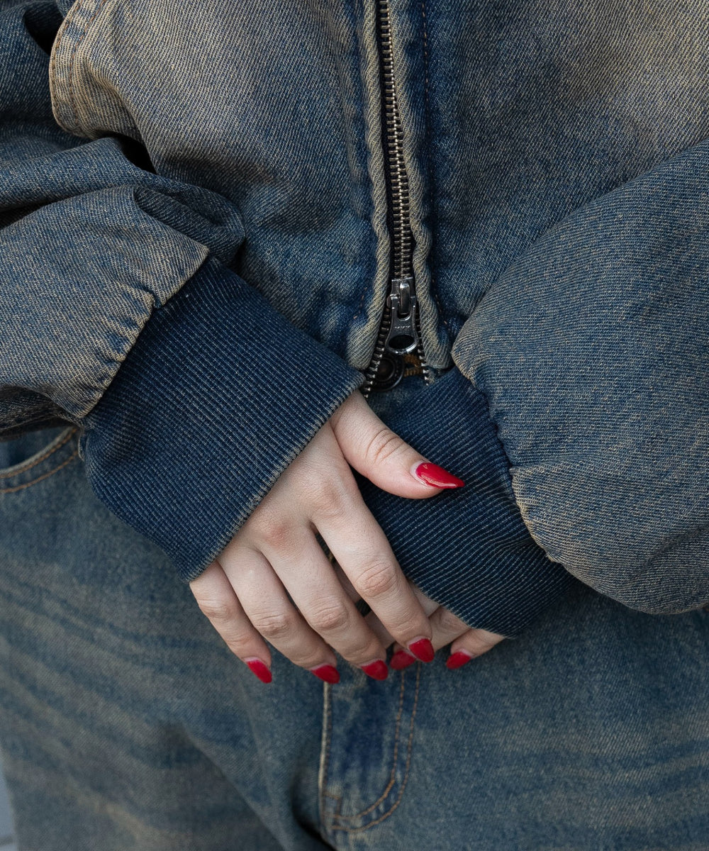 ファーフードデニムショートブルゾン