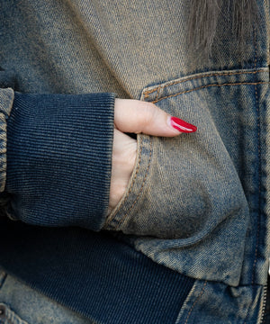 ファーフードデニムショートブルゾン