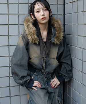 デニム中濃加工　モデル：159cm F着用