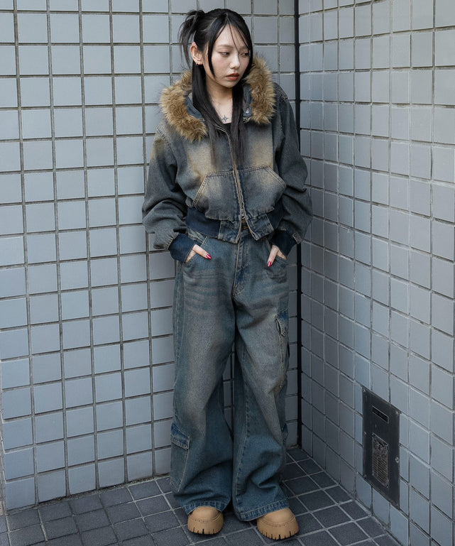 デニム中濃加工　モデル：159cm F着用